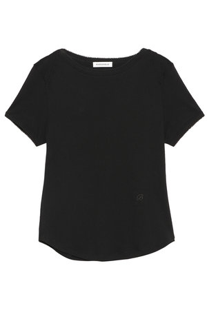 マディソンブルー/MADISONBLUEのEMBROIDERED TRIM BOAT NECK TEE S/COTTON ボートネックTシャツ(110100/110102)
