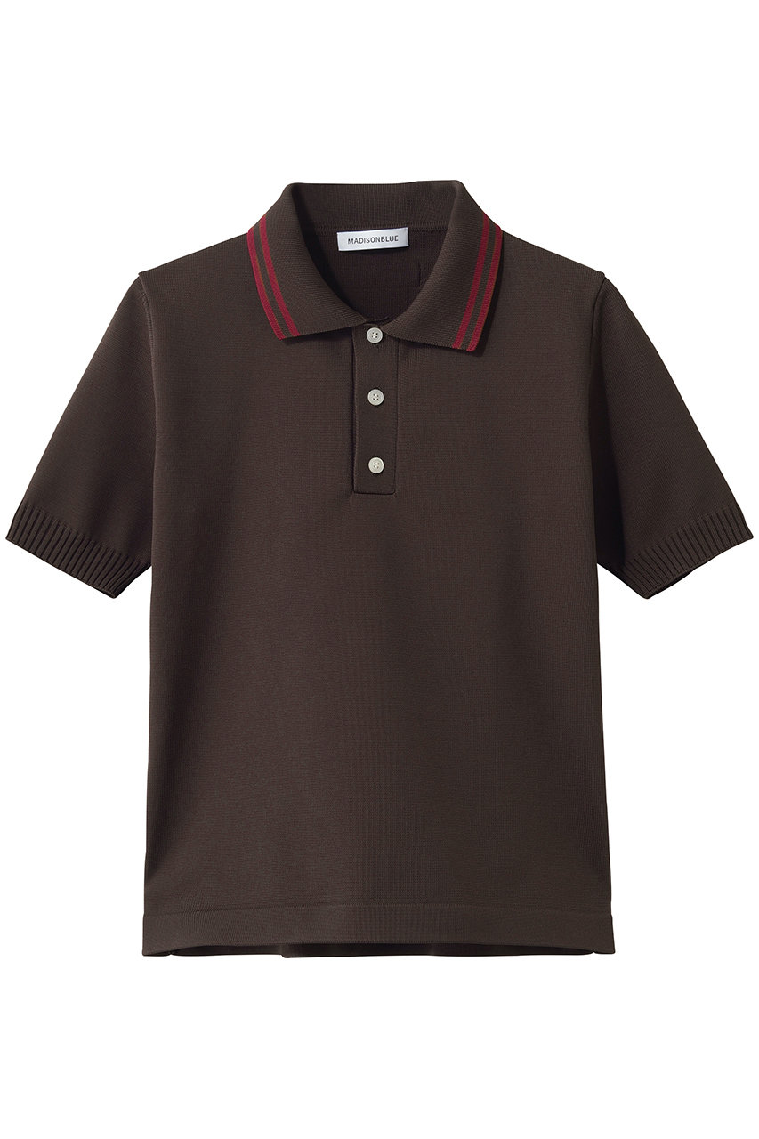 マディソンブルー/MADISONBLUEのDOUBLE STRIPE COLLAR POLO KNIT ポロニット(ブラウン/MB261-8008)