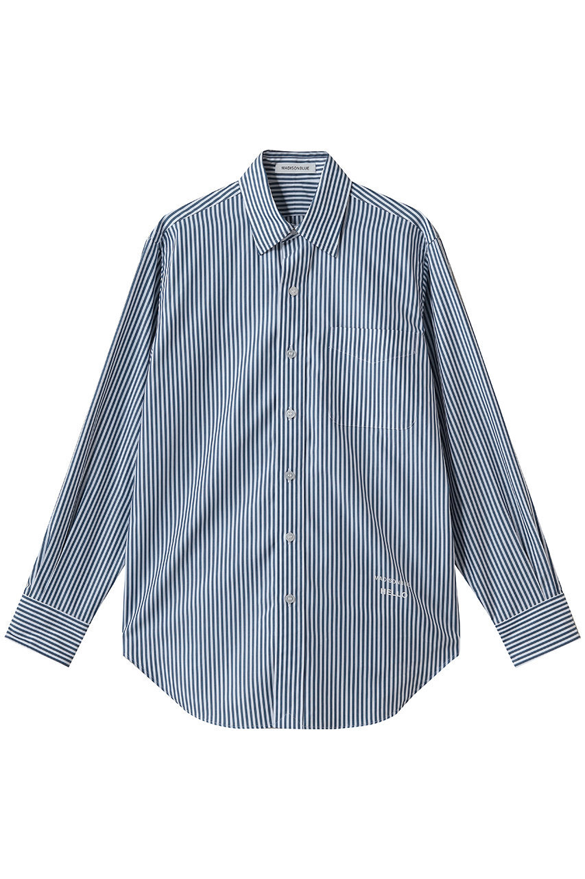 マディソンブルー/MADISONBLUEのTRANE L/S SHIRT STRIPE ストライプロングスリーブシャツ(ブルー/MB261-5010)