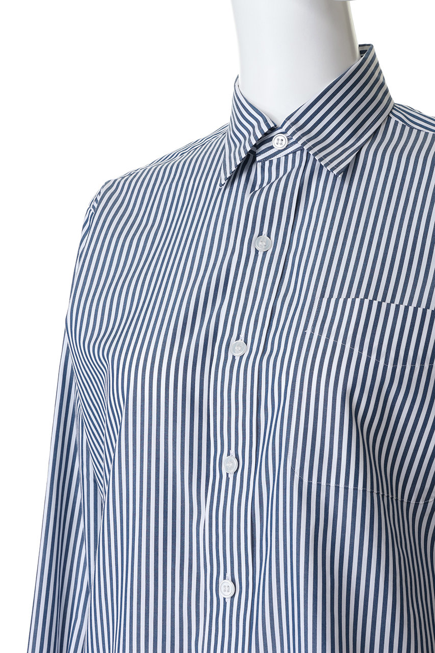 マディソンブルー 青と白のストライプ 長袖シャツ MADISONBLUE(マディソンブルー)｜TRANE L/S SHIRT STRIPE ストライプ