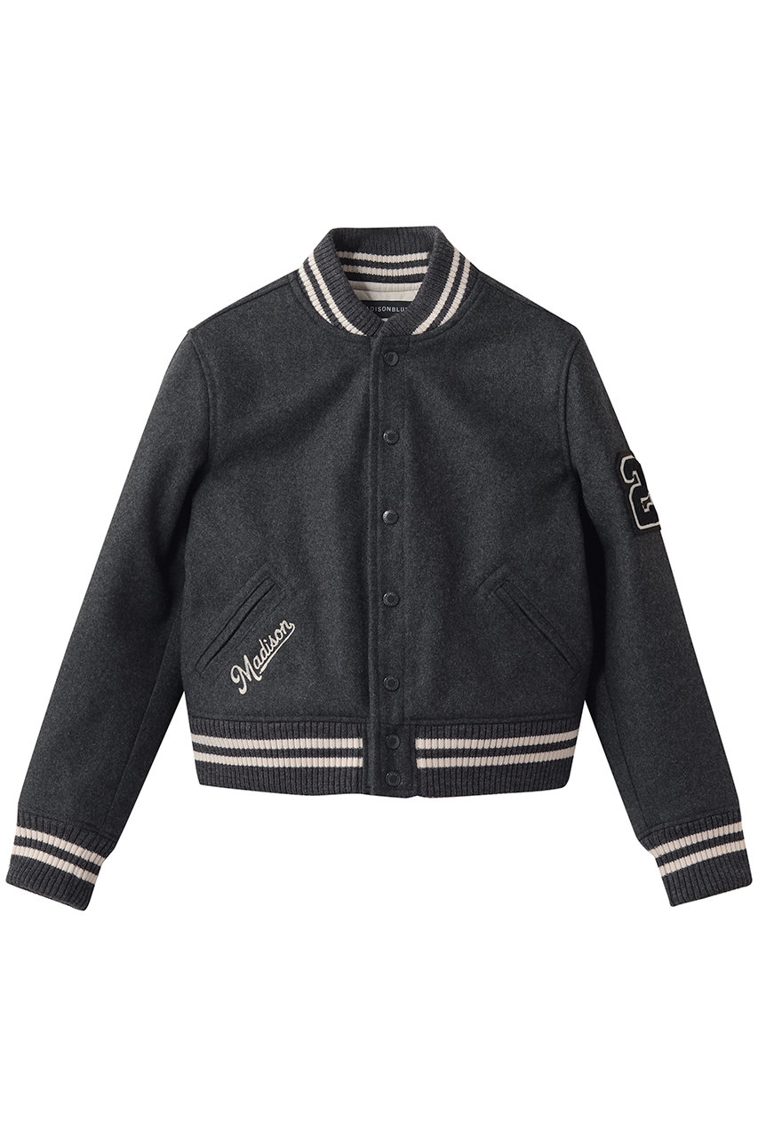 MADISONBLUE 【UNISEX】COMPACT STADIUM BOMBER JK スタジアムボンバージャケット (グレー, 02) マディソンブルー ELLE SHOP