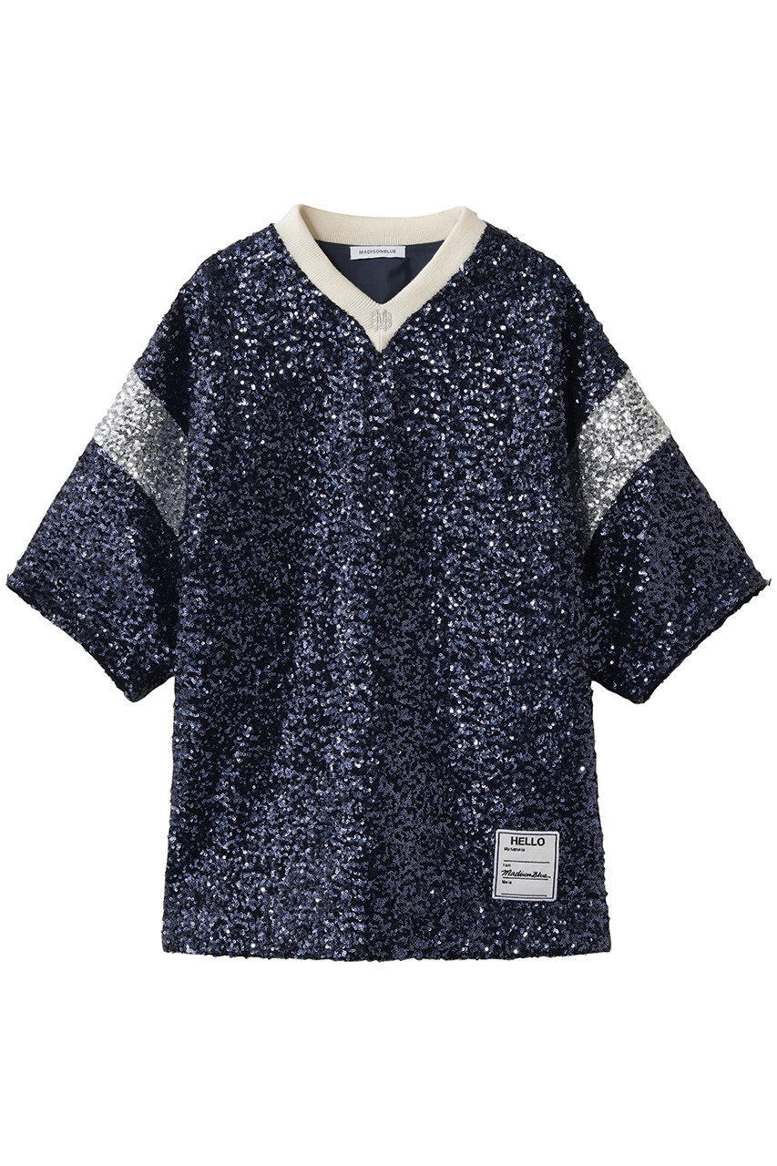 マディソンブルー/MADISONBLUEの【予約販売】GAME SHIRTS SPANGLE スパンコールシャツ(ネイビー/MB264-5004)