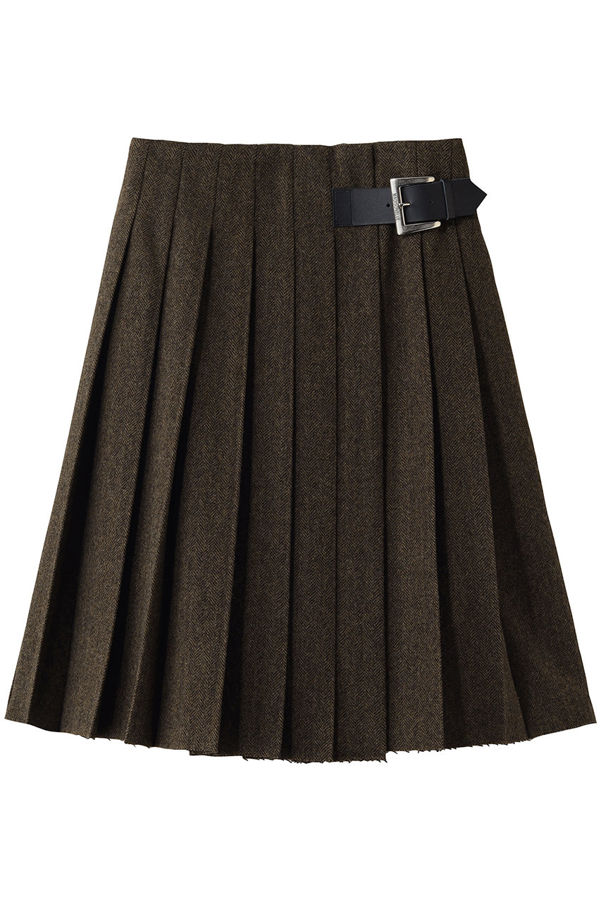 マディソンブルー/MADISONBLUEの【予約販売】PLEATED WRAP SK HERRINGBONE プリーツラップスカート(ブラウン/MB264-6017)