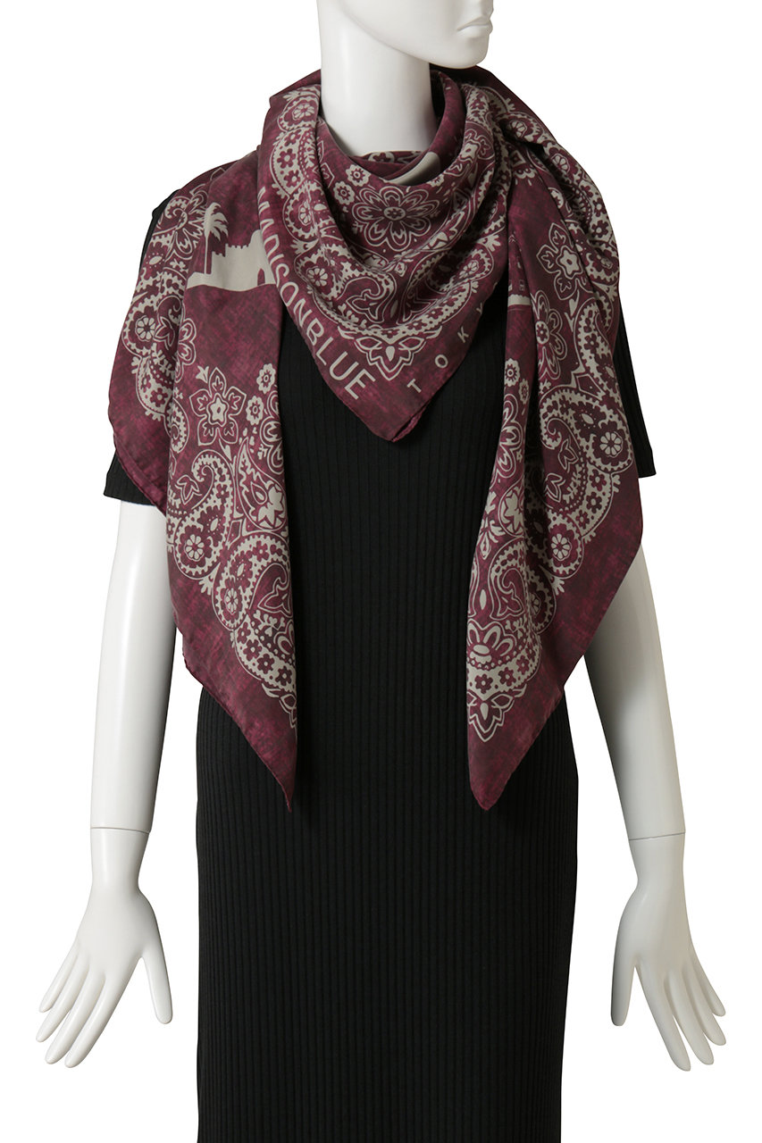 新品タグ付き　42,900円　マディソンブルー　グラフィティプリント絹スカーフ MADISONBLUE(マディソンブルー)｜GRAPHIC PAISLEY SCARF LARGE