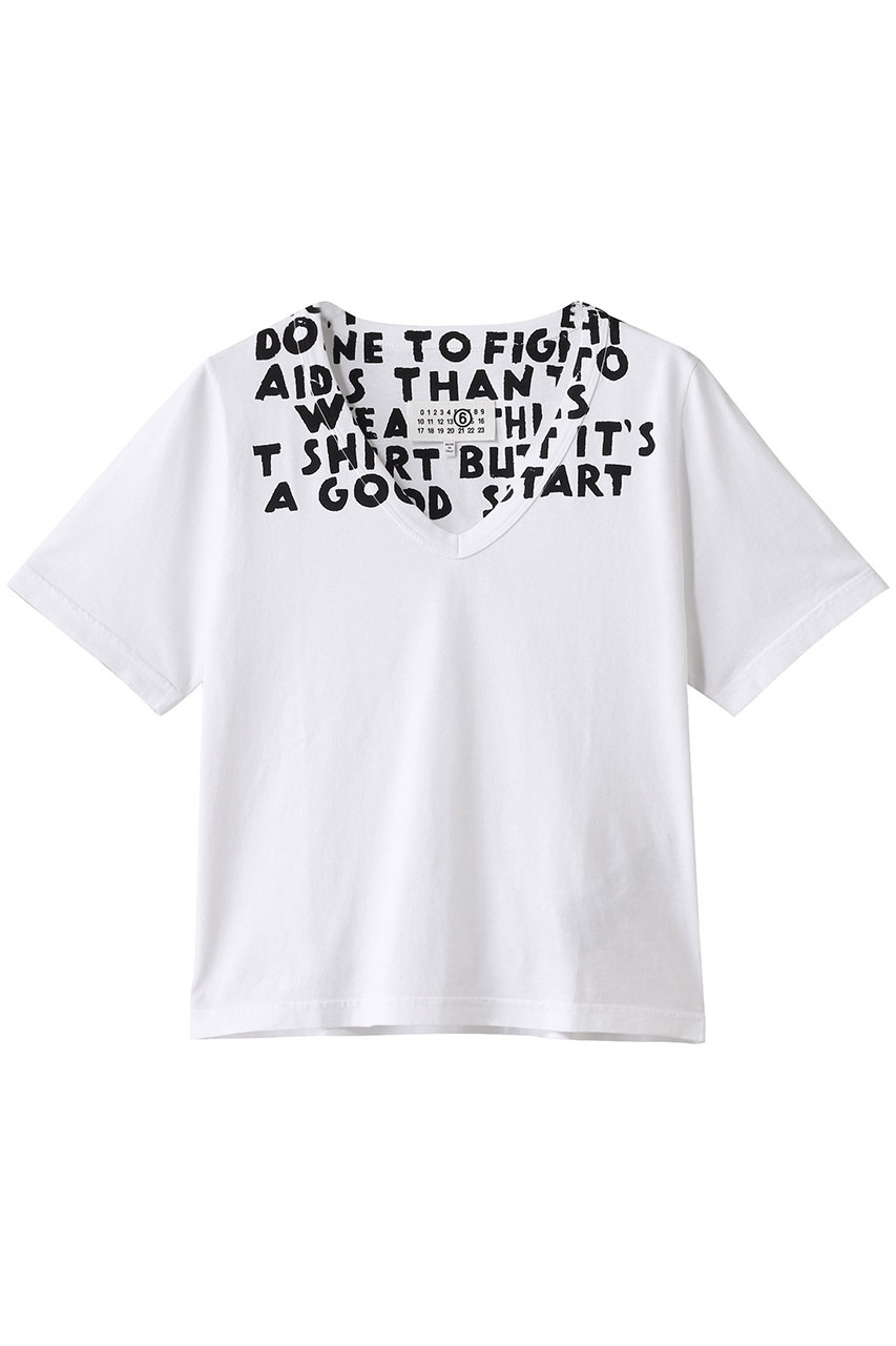 MM6 Maison Margiela Vネック プリントTシャツ (ホワイト, M) エムエム6 メゾン マルジェラ ELLE SHOP MM6 Maison Margiela Vネック プリントTシャツ (ホワイト, M) エムエム6 メゾン マルジェラ ELLE SHOP
