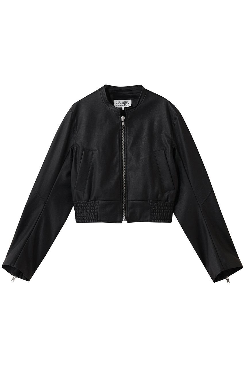 エムエム6 メゾン マルジェラ/MM6 Maison Margielaのノーカラーフェイクレザージャケット(ブラック/S52AM0343M35740)