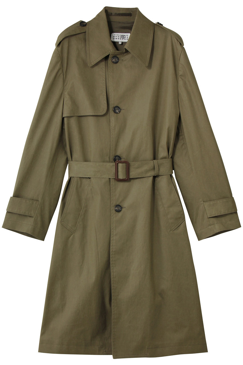 MM6 Maison Margiela 【UNISEX】バックオープンギミックトレンチコート (マッドグリーン, 38) エムエム6 メゾン マルジェラ ELLE SHOP