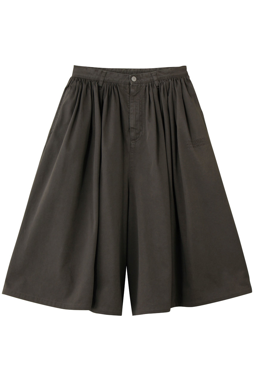 MM6 Maison Margiela コットン ウエストギャザー ワイドハーフパンツ (ガソリーナグレー, 40) エムエム6 メゾン マルジェラ ELLE SHOP