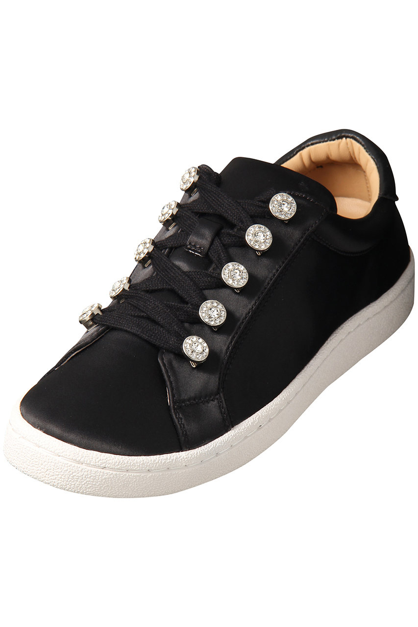 SALE 【30%OFF】 MODE ET JACOMO モード・エ・ジャコモ ビジュー付レースアップスニーカー ブラックファブリック