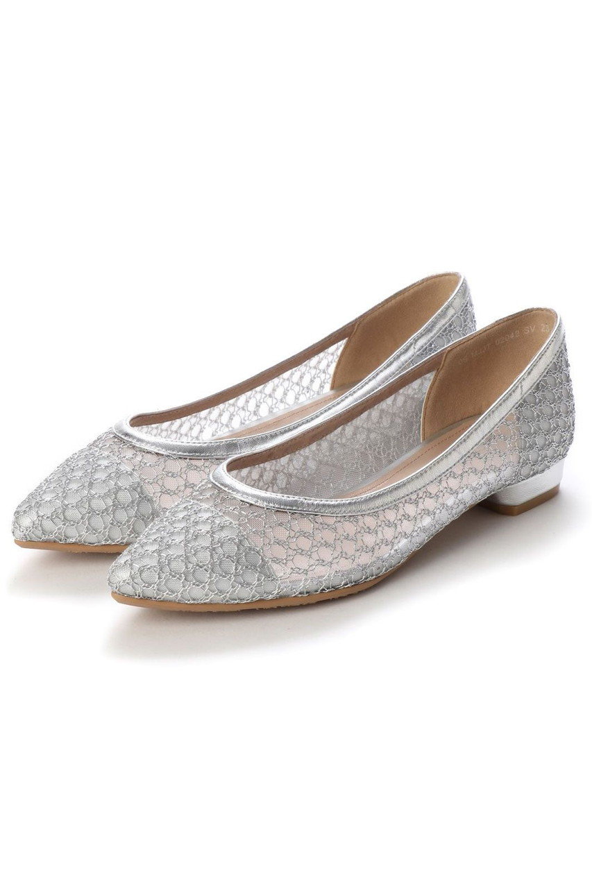 SALE 【30%OFF】 MODE ET JACOMO モード・エ・ジャコモ 【スポンジ入り】チュールローヒールパンプス シルバー