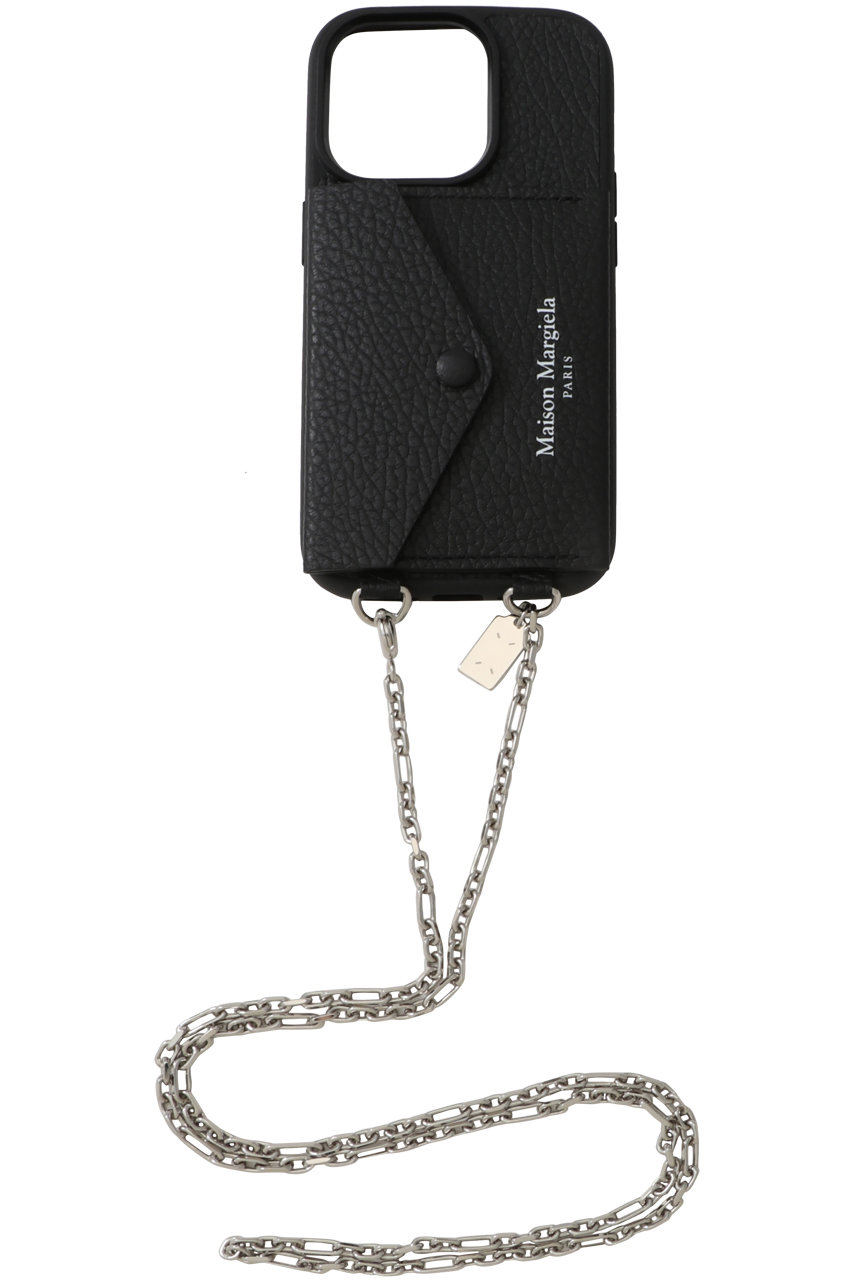 メゾン マルジェラ/Maison Margielaのカードポケット付きネックチェーンi Phoneケース(ブラック/SA1VZ0023P6421)