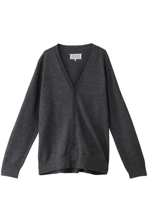 【MEN】エルボーパッチ Vネック ウール カーディガン