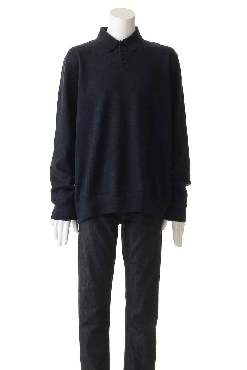 Maison Margiela ネイビー ニットポロシャツ 肘パッチ　Sサイズ Maison Margiela ネイビー ニットポロシャツ 肘パッチ Sサイズ