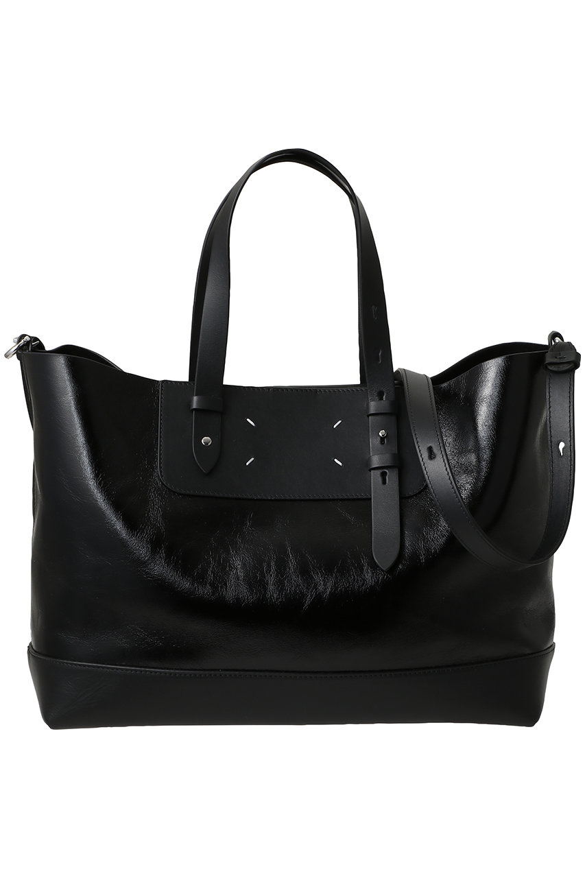 メゾン マルジェラ/Maison Margielaの【UNISEX】SHOPPING HORIZONTAL トートバッグ ミディアム(ブラック/ブラック/SB1WC0028P8830)