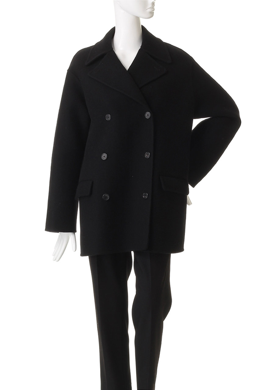 THE ROW ザロウ コットンウール ダブルブレスト ピーコート ブラック S THE ROW ザロウ コットンウール ダブルブレスト ピーコート ブラック S