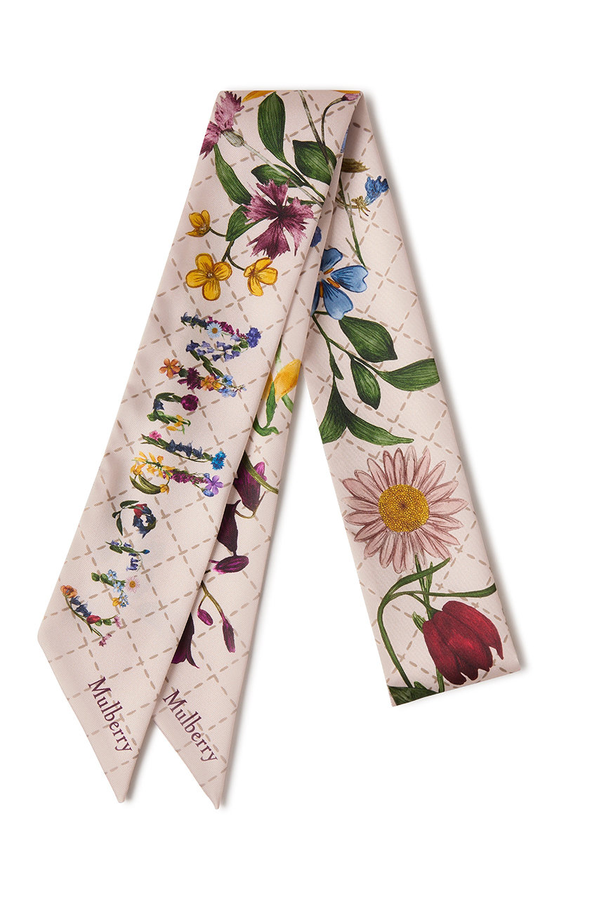 Mulberry WILD FLORAL SKINNY SCARF (ブロッサムピンク, F) マルベリー ELLE SHOP Mulberry WILD FLORAL SKINNY SCARF (ブロッサムピンク, F) マルベリー ELLE SHOP