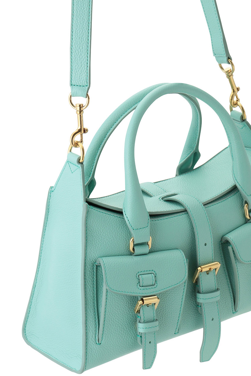 マルベリー　レザー　ハンドバッグ　水色　シボ革　手持ち　南京鍵付き　ボストン Mulberry(マルベリー)｜SMALL ROXANNE/マリーナブルー の通販