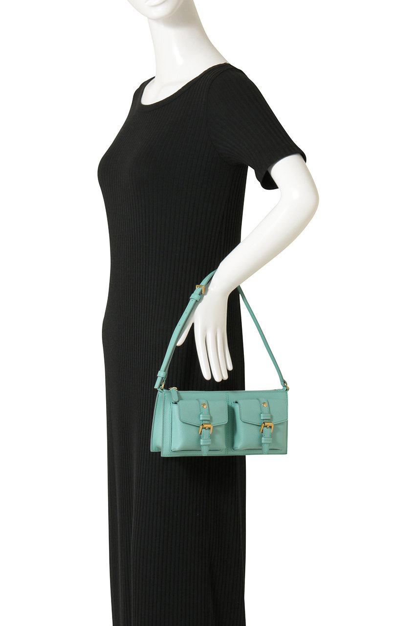 マルベリー　レザー　ハンドバッグ　水色　シボ革　手持ち　南京鍵付き　ボストン Mulberry(マルベリー)｜ROXANNE MINI SHOULDER BAG/マリーナブルー の