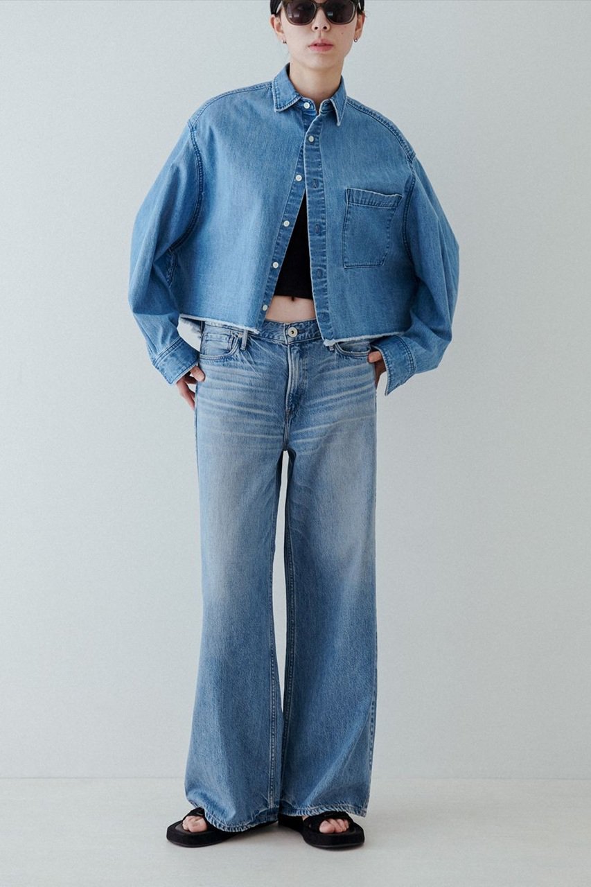 ロゴプレート ミッドライズクロップドストレートジーンズ AGOLDE: ブルー 90's クロップド ミッドライズ ストレート