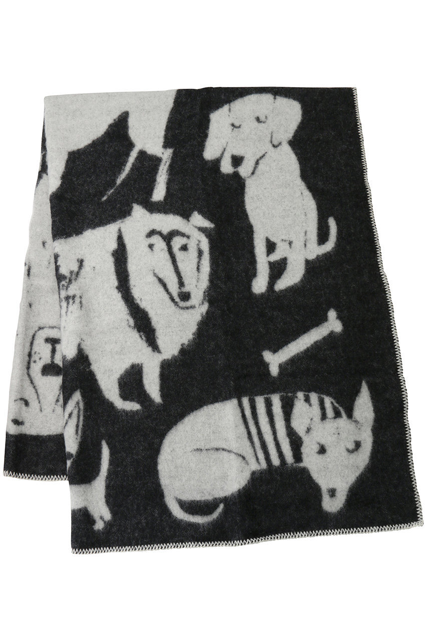 ＜ELLE SHOP＞ LAPUAN KANKURIT KOIRAPUISTO blanket (ブラック×ホワイト 130x180) ラプアン カンクリ ELLE SHOP
