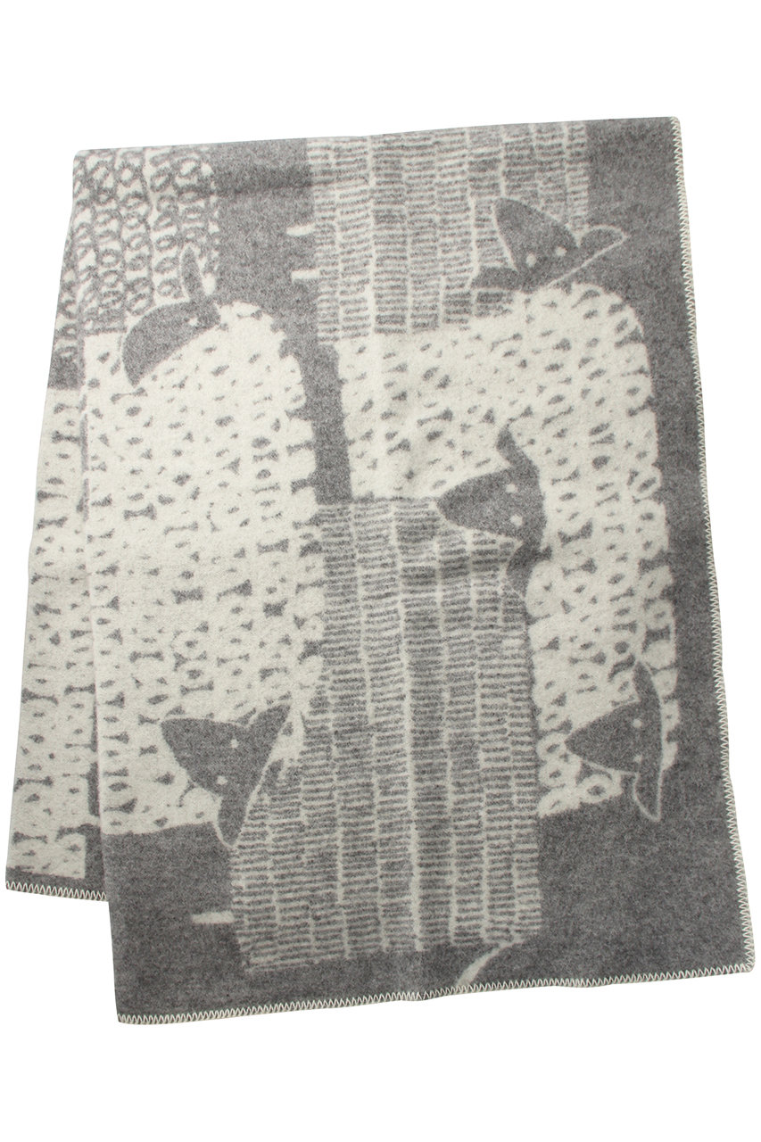 ＜ELLE SHOP＞ LAPUAN KANKURIT PAKAPAAT Blanket (グレー×ホワイト 130x180) ラプアン カンクリ ELLE SHOP