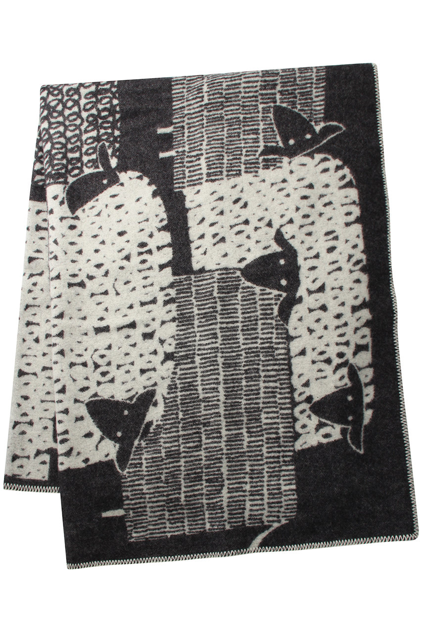 LAPUAN KANKURIT PAKAPAAT Blanket (ブラック×ホワイト 130x180) ラプアン カンクリ ELLE SHOPの大画像