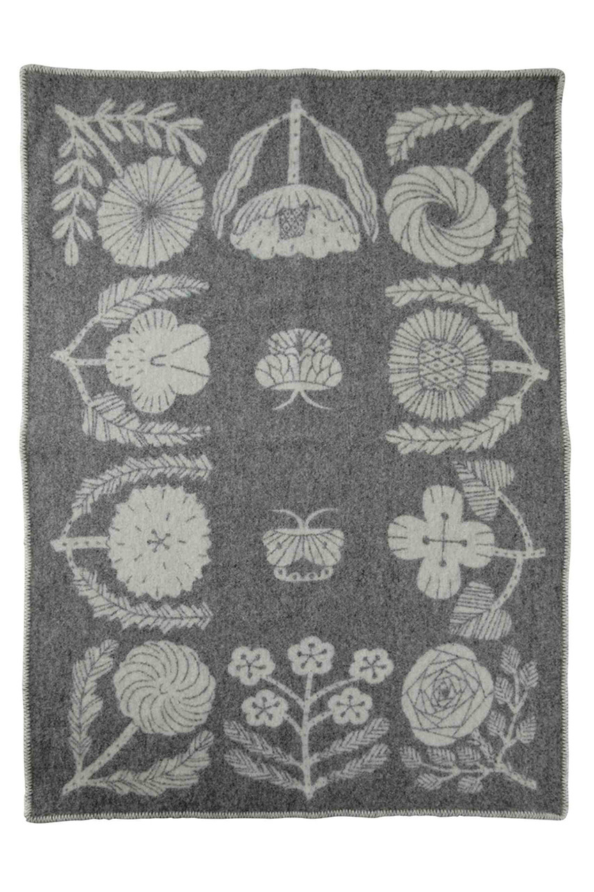 LAPUAN KANKURIT VILLIKUKKA blanket (グレー×ホワイト 65x90cm) ラプアン カンクリ ELLE SHOP画像