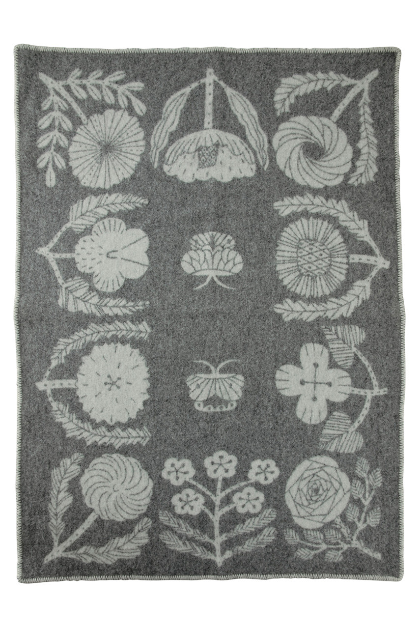 LAPUAN KANKURIT VILLIKUKKA blanket (グレー×ホワイト, 90x130cm) ラプアン カンクリ ELLE SHOP