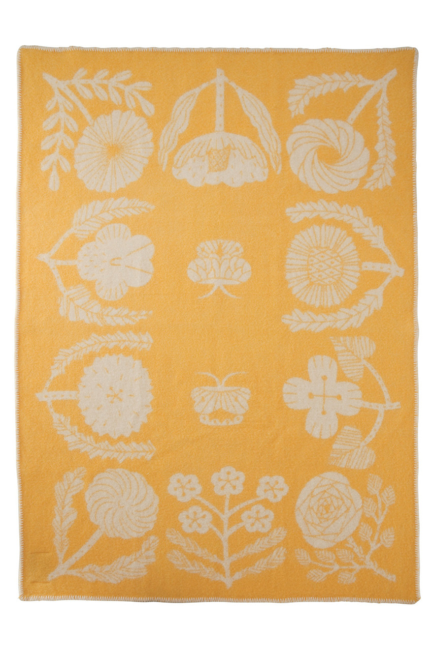LAPUAN KANKURIT VILLIKUKKA blanket (イエロー×ホワイト 90x130cm) ラプアン カンクリ ELLE SHOPの画像