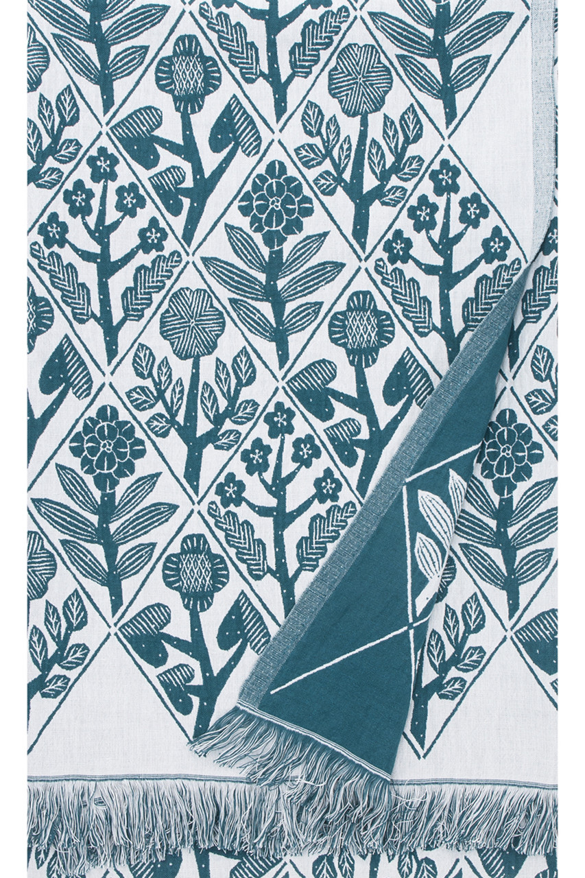 LAPUAN KANKURIT KUKAT blanket (ペトロリウム 140x240cm+fringe) ラプアン カンクリ ELLE SHOP画像