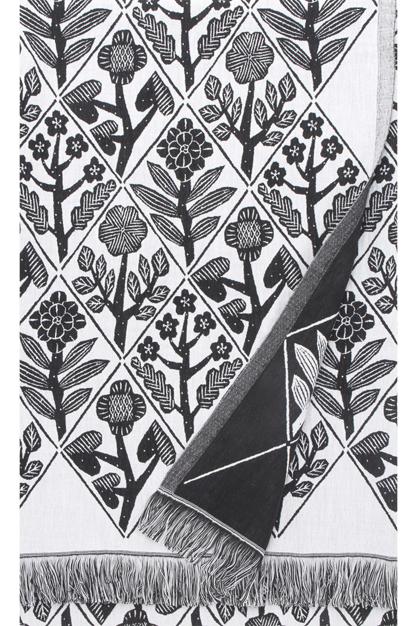 ＜ELLE SHOP＞ LAPUAN KANKURIT KUKAT blanket (ブラック 140x240cm+fringe) ラプアン カンクリ ELLE SHOP