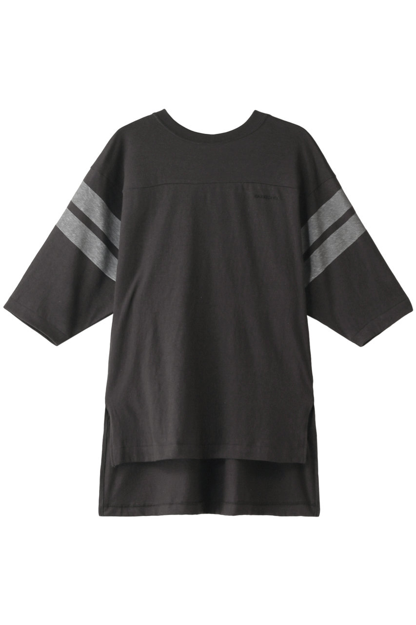Americana アメリカーナ 後ろV丸胴フットボールTシャツ スミクロ
