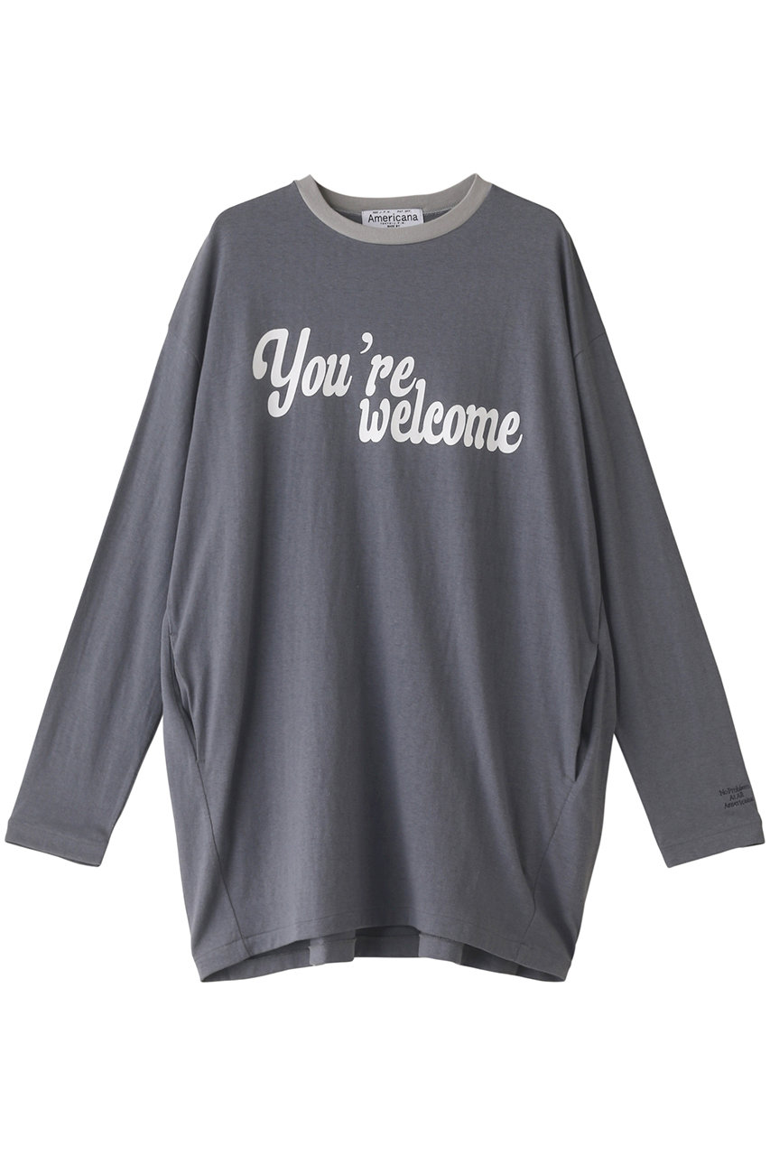 ＜ELLE SHOP＞ Americana ラフィー天竺 リンガー ロングスリーブ Tシャツ (ミディアムグレー ONE) アメリカーナ ELLE SHOP