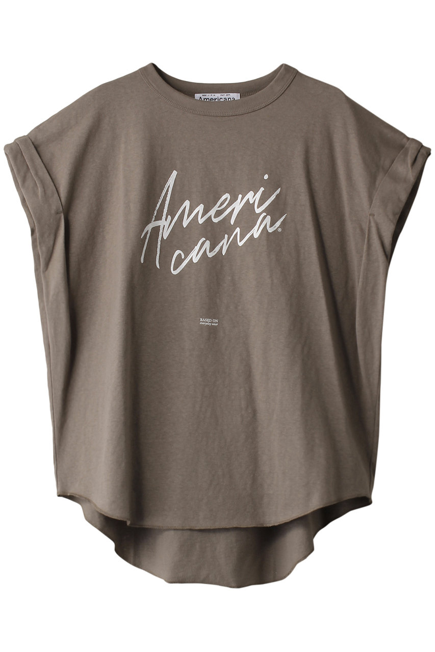Americana オリジナル ラフィー天竺 袖ロールアップ Tシャツ (トープ, F) アメリカーナ ELLE SHOP