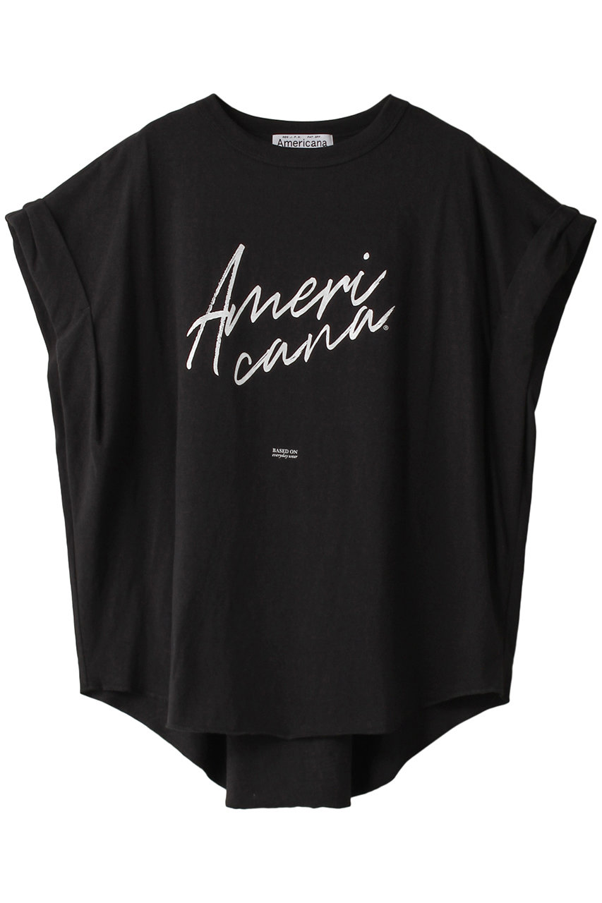 アメリカーナ/Americanaのオリジナル ラフィー天竺 袖ロールアップ  Tシャツ(スミクロ/BRF-M-689A/1)