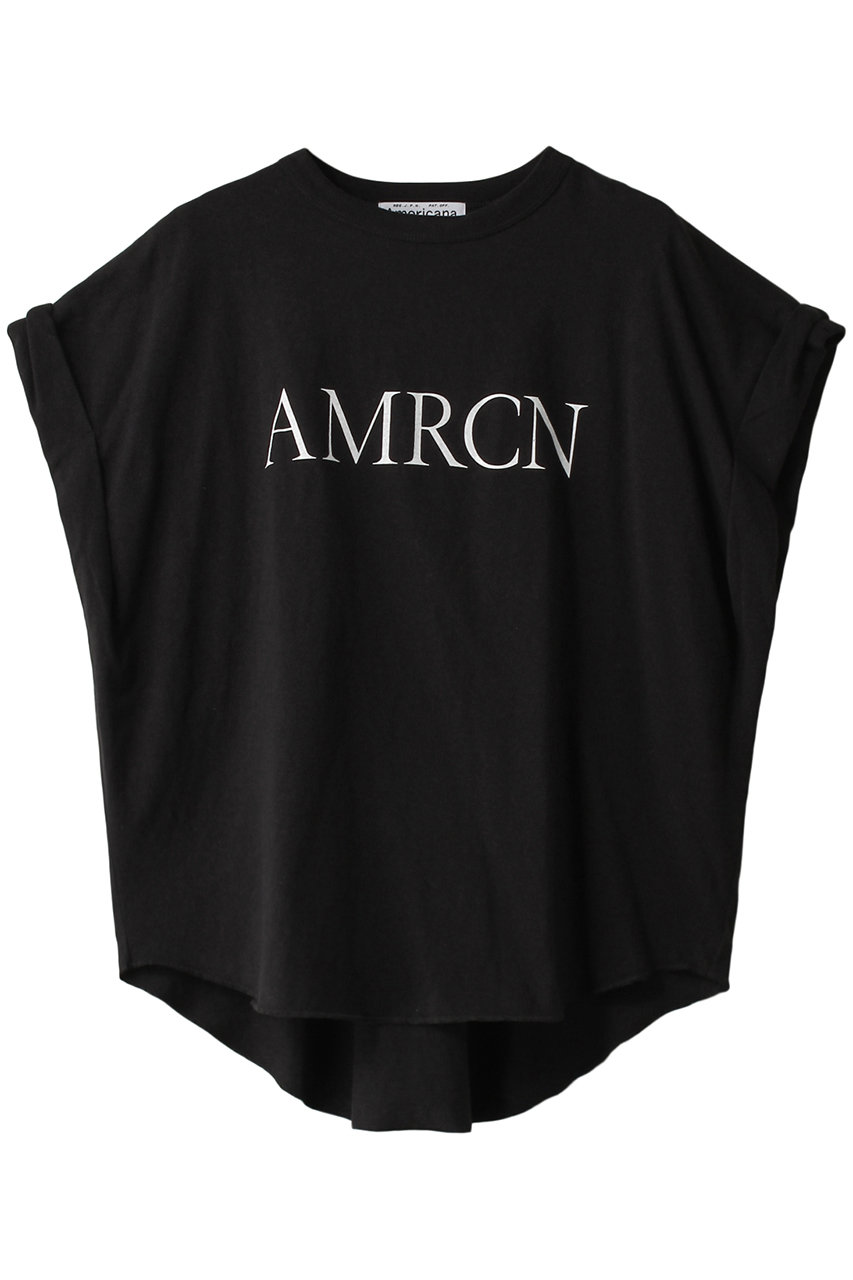 Americana オリジナル ラフィー天竺 袖ロールアップ AMRCN Tシャツ (スミクロ, F) アメリカーナ ELLE SHOP