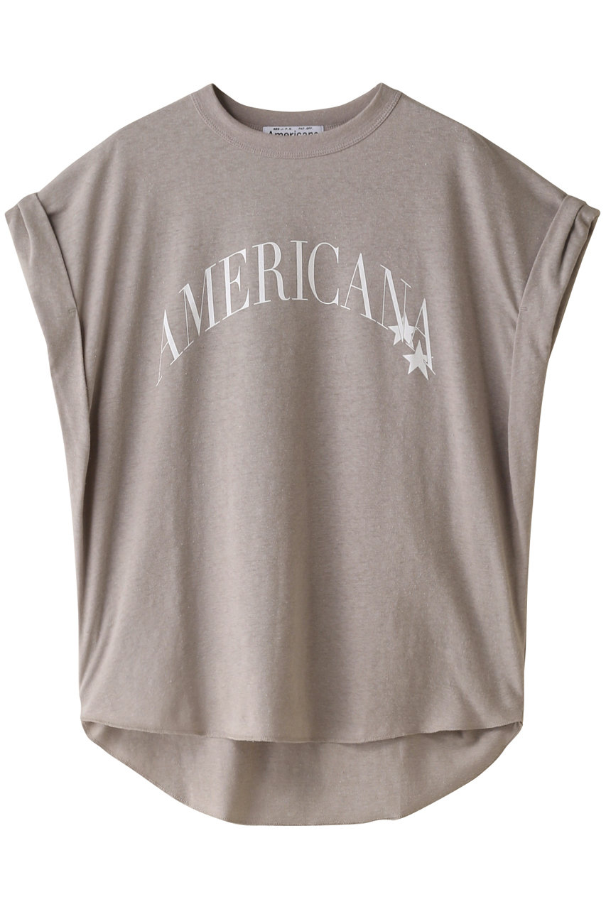 アメリカーナ/Americanaの【ELLE SHOP 15th限定】ベルギーリネンロゴTシャツ(グレージュ/BRF-M-689 ELLE)