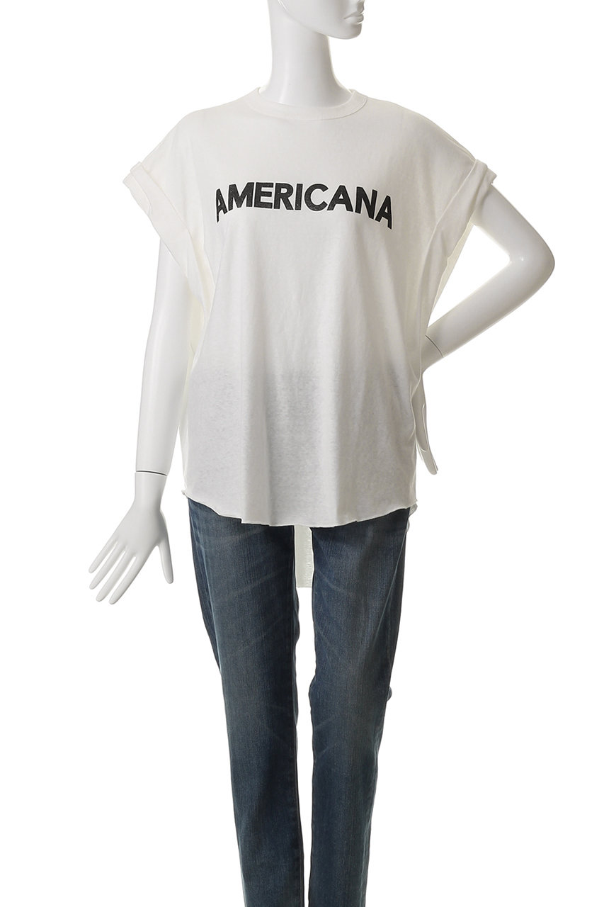 Americana(アメリカーナ)|ラフィー天竺ロールアップ ロゴT Americana(アメリカーナ)|ラフィー天竺ロールアップ ロゴT