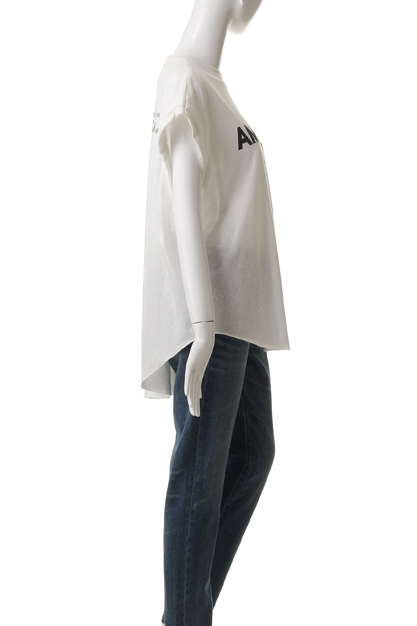 AMERICANA - 【美品】  Americana / アメリカーナ | 2024SS | オリジナル ラフィー天竺 袖ロールアップ AMRCN Tシャツ | ホワイト/ブラック | レディース Americana 袖 ロール アップ Tシャツ, Off White – Navyblue