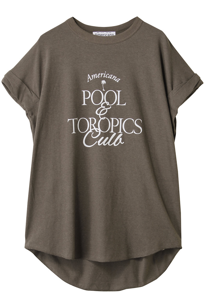Americana 【ELLE SHOP限定】ベルギーリネンロゴTシャツ (ブラウン, ONE) アメリカーナ ELLE SHOP Americana 【ELLE SHOP限定】ベルギーリネンロゴTシャツ (ブラウン, ONE) アメリカーナ ELLE SHOP
