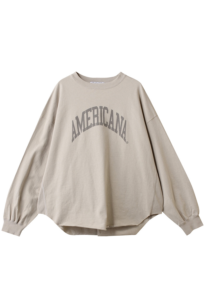 Americana USED加工ロングスリーブTシャツ (グレージュ, ONE) アメリカーナ ELLE SHOP Americana USED加工ロングスリーブTシャツ (グレージュ, ONE) アメリカーナ ELLE SHOP