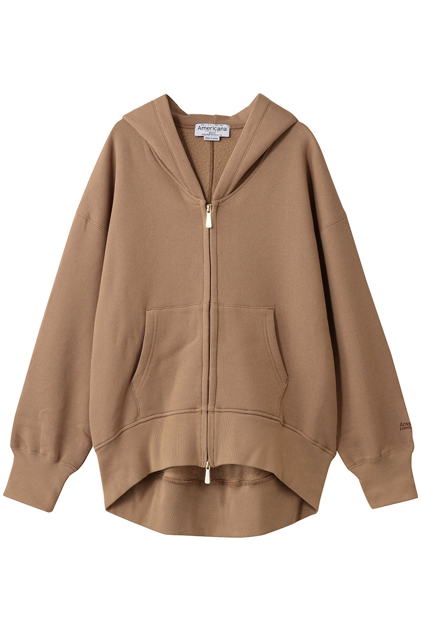 Americana 【ELLE SHOP限定】ゴールドジップ フード パーカー (モカ, ONE) アメリカーナ ELLE SHOP
