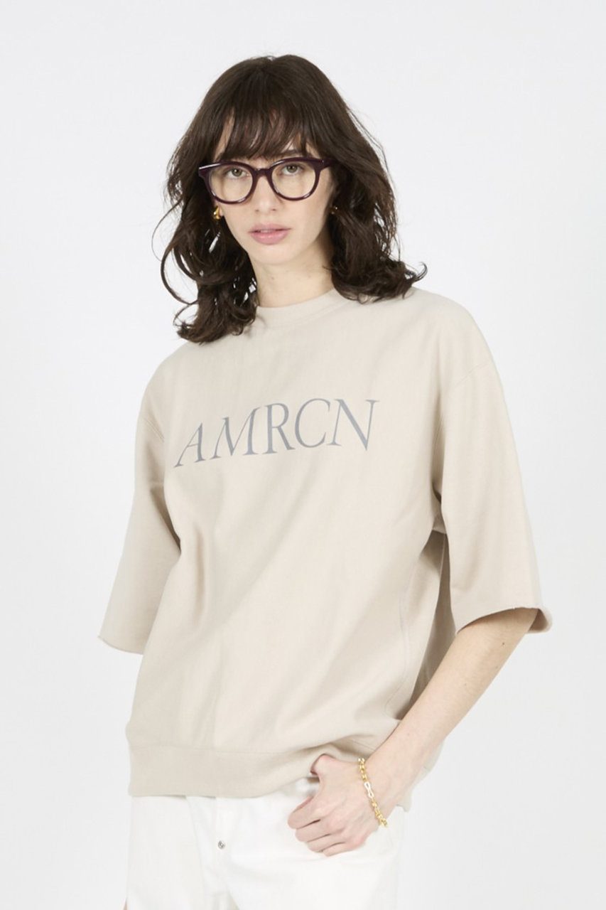 アメリカーナ　THERMAL ハーフスリーブ プルオーバー　ベージュ Americana(アメリカーナ)｜【ELLE SHOP限定】ハーフスリーブスウェット
