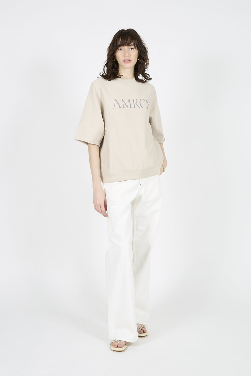 アメリカーナ　THERMAL ハーフスリーブ プルオーバー　ベージュ Americana(アメリカーナ)｜【ELLE SHOP限定】ハーフスリーブスウェット
