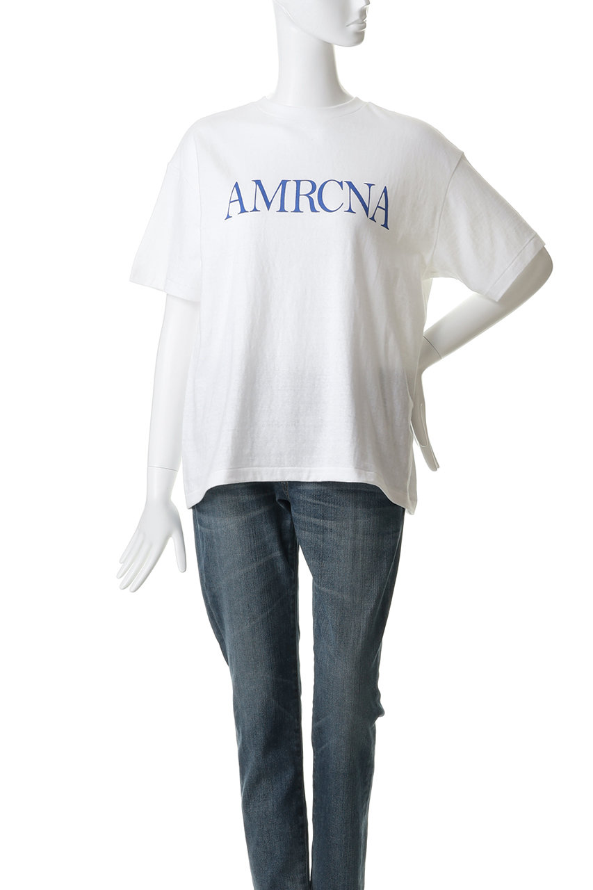 Americana(アメリカーナ)｜ラフィー丸胴プリントTシャツ/ホワイト の