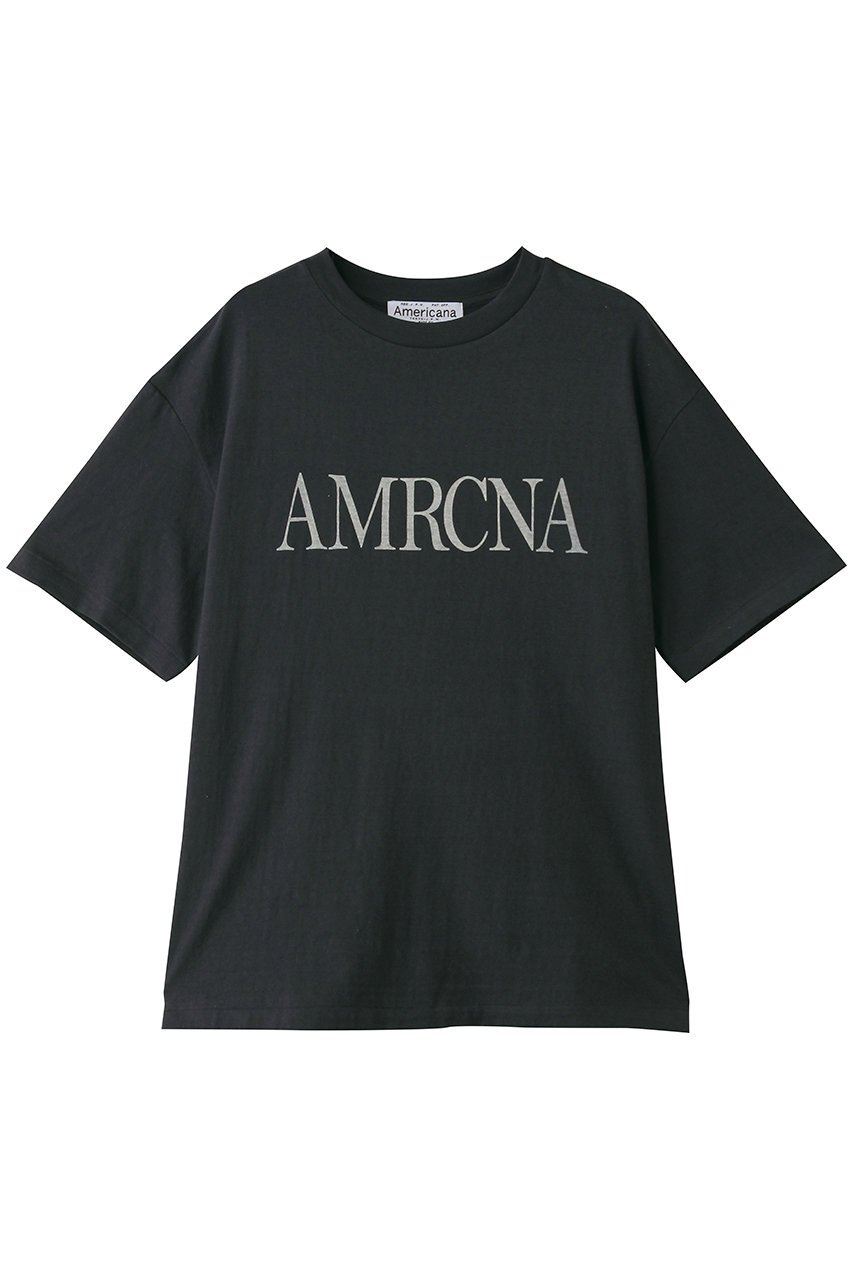 アメリカーナ/Americanaのラフィー丸胴プリントTシャツ(スミクロ/BRF-808A/3)