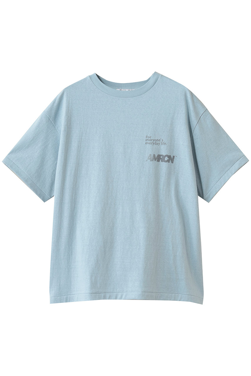 アメリカーナ/Americanaのラフィー丸胴プリントTシャツ(ブルーグレー/BRF-808A/1)