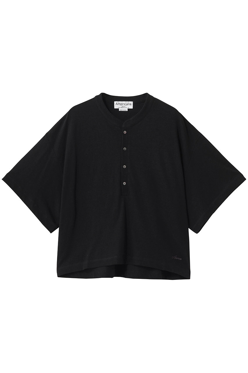 アメリカーナ/AmericanaのヘンリーネックワイドTシャツ(ブラック/BRF-805A)