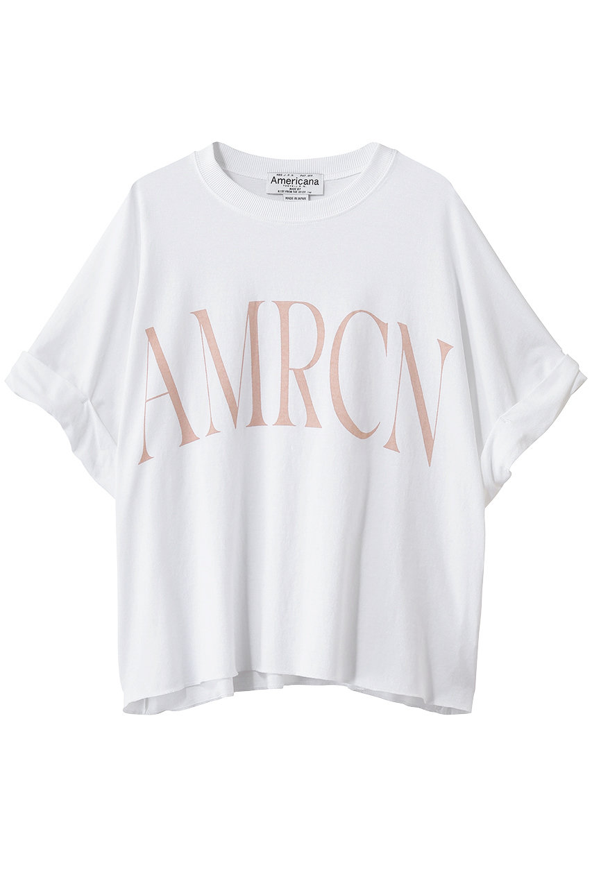 アメリカーナ/AmericanaのクロップドワイドロールアップTシャツ(ホワイト/BRF-M-806A)