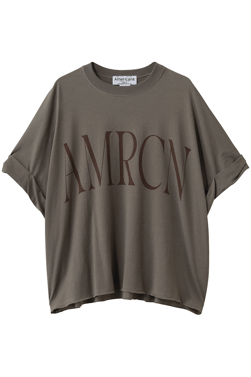 アメリカーナ/AmericanaのクロップドワイドロールアップTシャツ(ブラウン/BRF-M-806A)